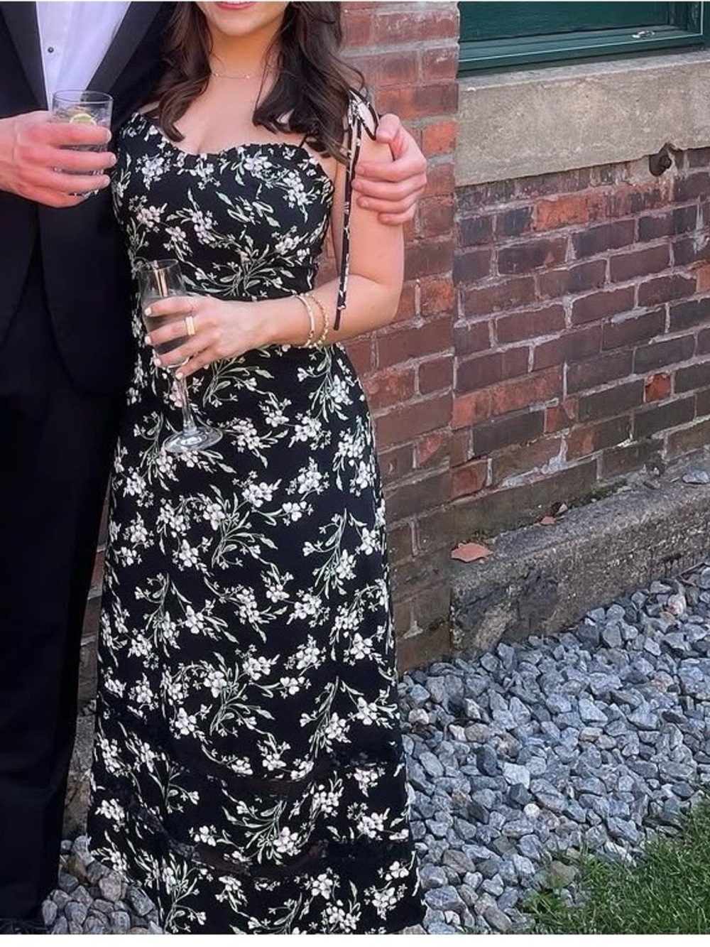 Lulus See the Blooms Black Floral Print Tie-Strap Midi Dress - Picture 2 of 10